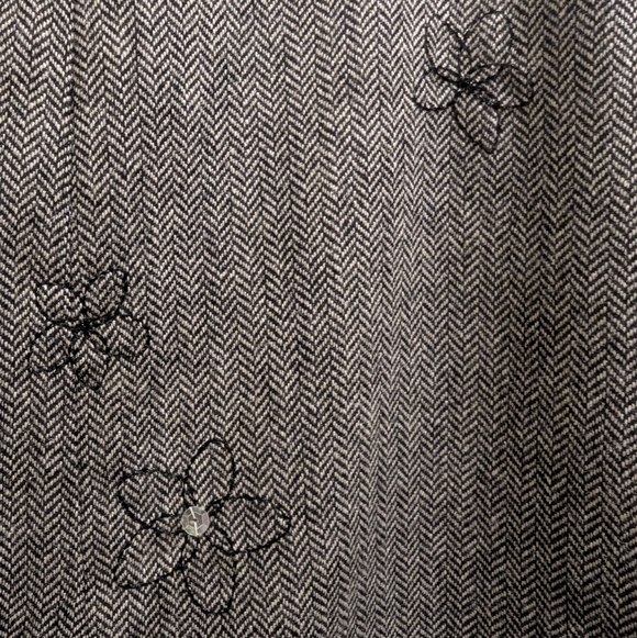 Jones New York Country Wool Blend Black/White Herringbone Embroidered Skirt- 6 - Picture 5 of 12